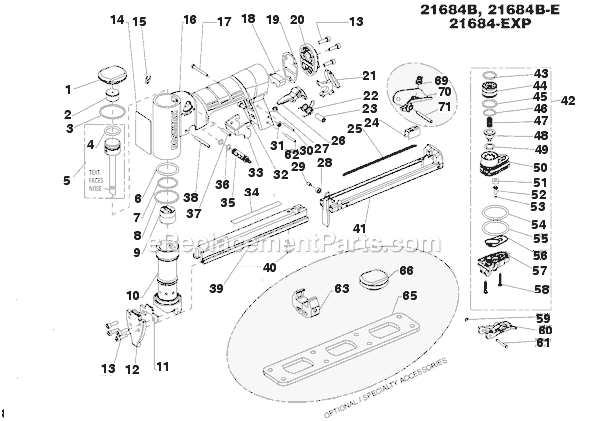 Page A Diagram and Parts List for 21684B  Bostitch Nailer
