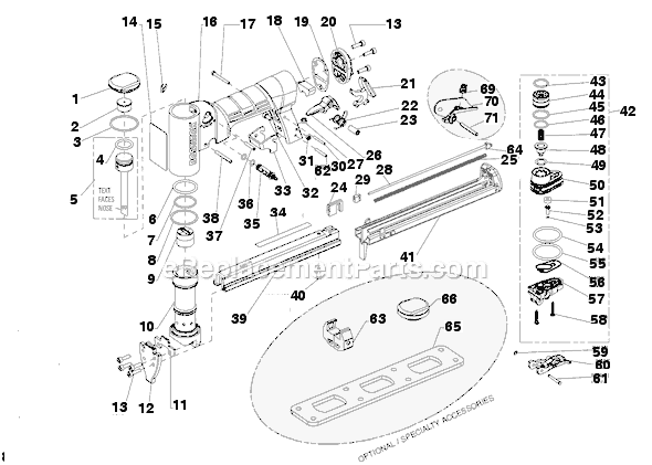 Page A Diagram and Parts List for 21697B  Bostitch Nailer