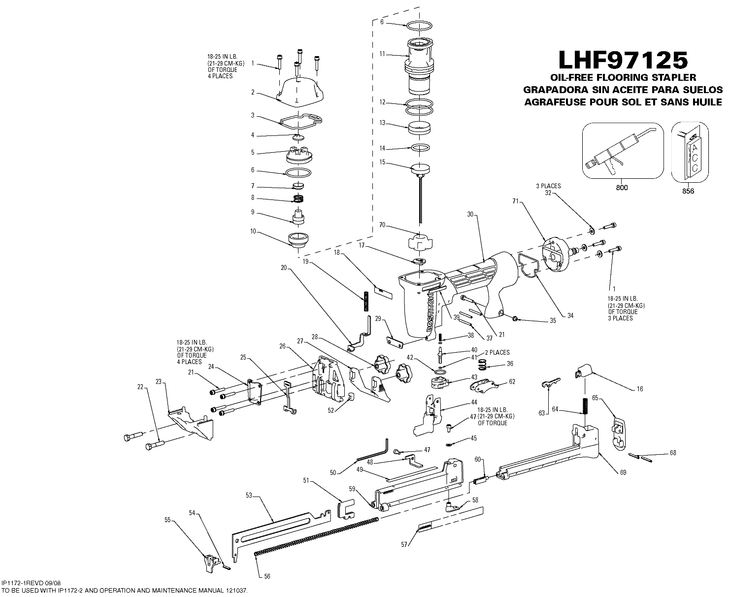 Default Diagram and Parts List for LHF97125 Type 0 Bostitch 