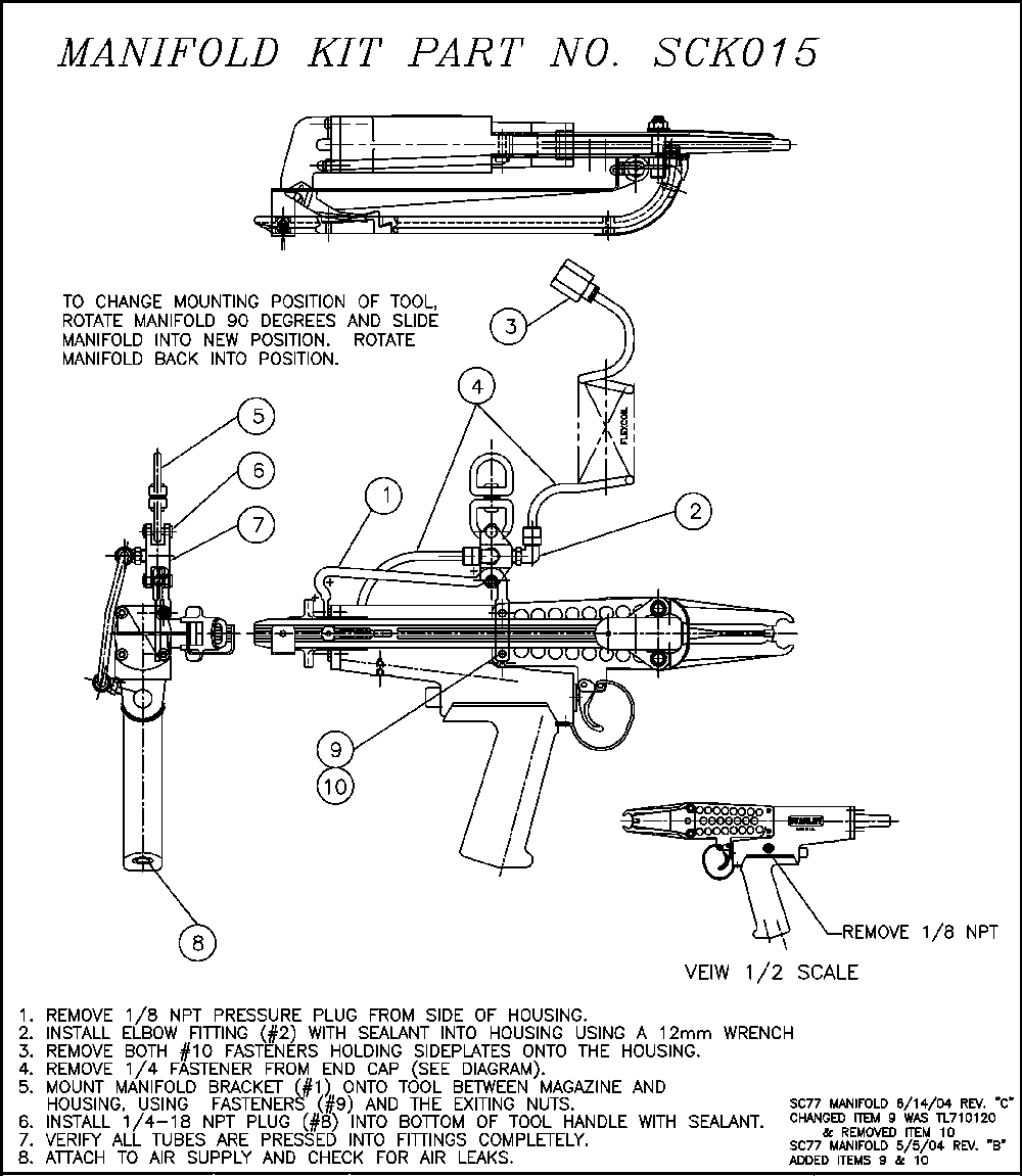 Exploded Diagram A Diagram and Parts List for SCK015 Type 0 Bostitch Nailer