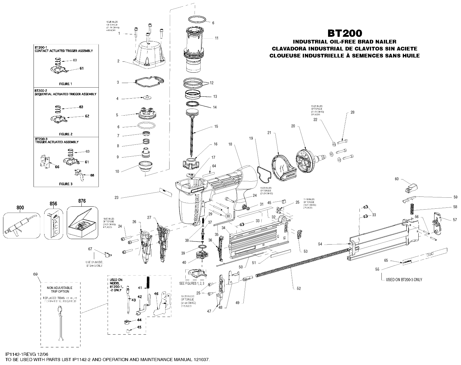 Default Diagram and Parts List for BT200K-2 Type 0 Bostitch Nailer