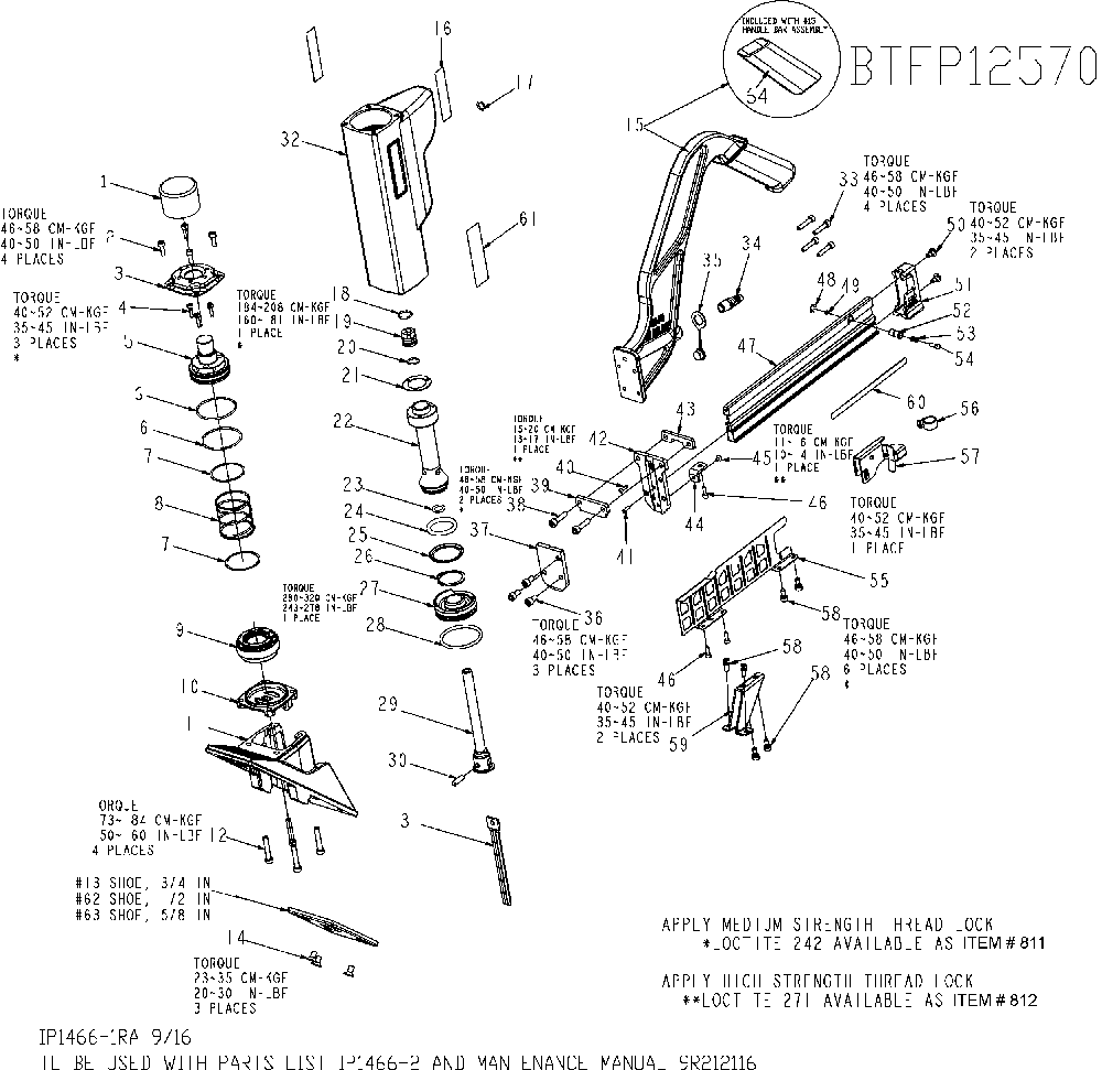 Exploded Diagram A Diagram and Parts List for BTFP12570 Type 1 Bostitch Nailer