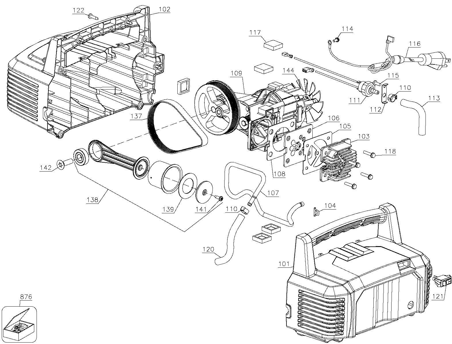 PUMP Diagram and Parts List for BTFP02012 Type 1 Bostitch Compressor