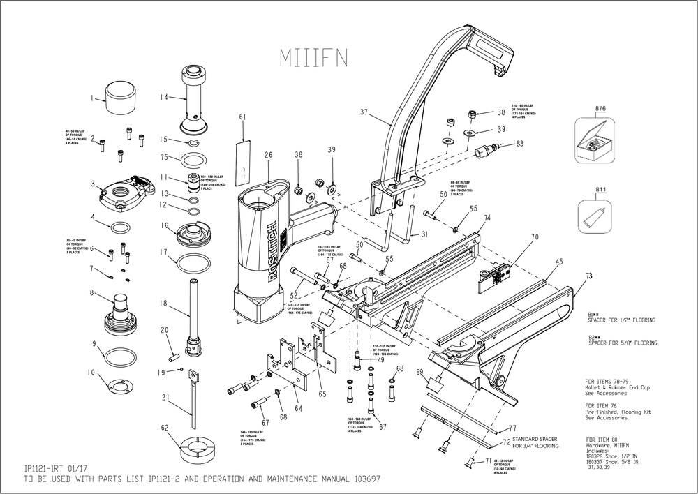 Page A Diagram and Parts List for MIIIFN Type 17030000 Bostitch Nailer