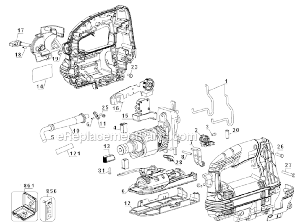 Page A Diagram and Parts List for BTE340K Type 1 Bostitch Jig Saw