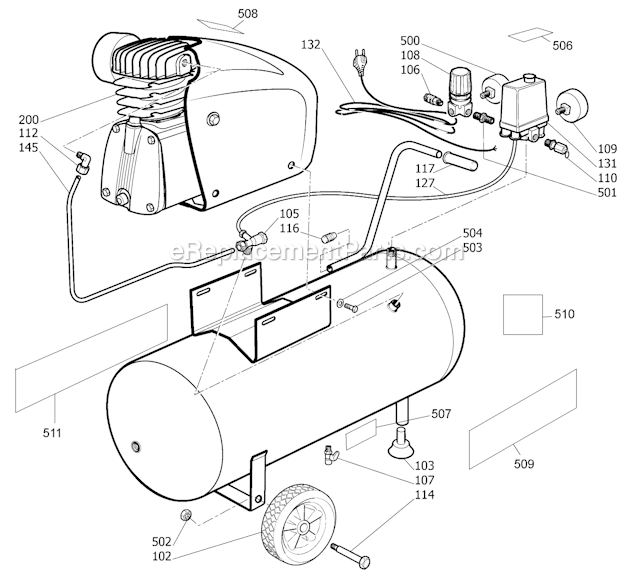 Page A Diagram and Parts List for BTFP02006  Bostitch Compressor