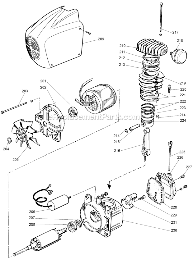 Page B Diagram and Parts List for BTFP02006  Bostitch Compressor