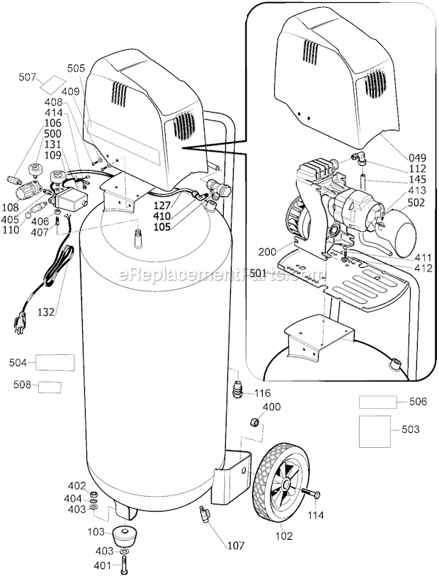 Page A Diagram and Parts List for BTFP02028  Bostitch Compressor