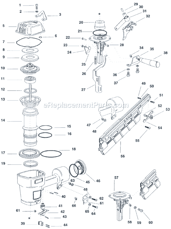 Page A Diagram and Parts List for BIGBERTA160-28 5381602 Bostitch Nailer