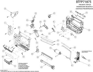 Default Diagram and Parts List for BTFP71875 Type 1 Bostitch Nailer