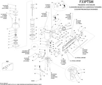 Page A Diagram and Parts List for F33PTSM 140020000 and Higher Bostitch Nailer