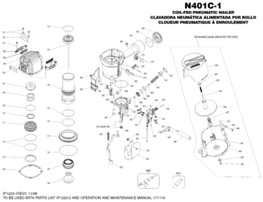 Default Diagram and Parts List for N401C-1 Type 0 Bostitch Nailer