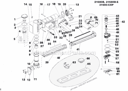 Page A Diagram and Parts List for 21680B  Bostitch Nailer