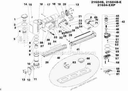 Page A Diagram and Parts List for 21684B  Bostitch Nailer