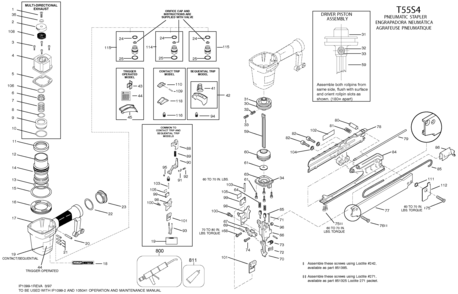 Page A Diagram and Parts List for T55S4 0 Bostitch Nailer