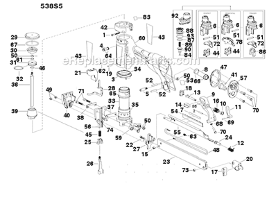 Page A Diagram and Parts List for 538S5  Bostitch Nailer