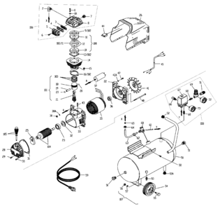 Default Diagram and Parts List for H11957FB3 Type 1 Bostitch Compressor