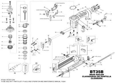 Default Diagram and Parts List for BT35B-2 Type 0 Bostitch Nailer