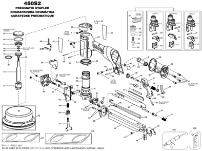 Default Diagram and Parts List for 450S2-2 Type 0 Bostitch Nailer