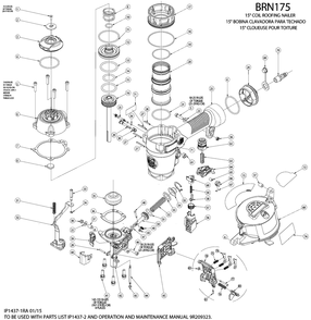 Part Location Diagram of 9R195041 Porter Cable Piston Driver Assembly.