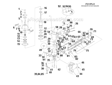 Page A Diagram and Parts List for F21PL2  Bostitch Nailer