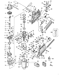 Page A Diagram and Parts List for GF28WW Type 0 Bostitch Nailer
