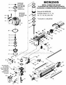 Page A Diagram and Parts List for MCN250S  Bostitch Nailer