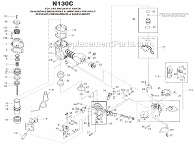 Page A Diagram and Parts List for N130C  Bostitch Nailer