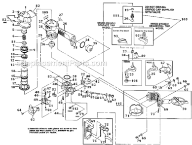 Page A Diagram and Parts List for N55CD Type 0 Bostitch Nailer