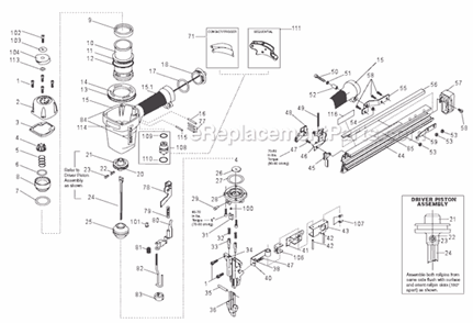 Page A Diagram and Parts List for N60FN  Bostitch Nailer