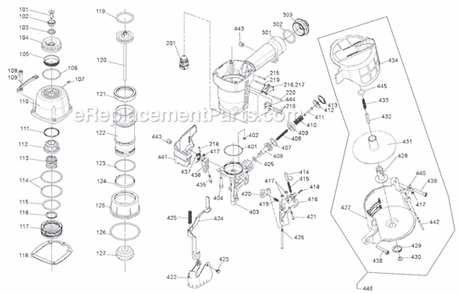 Part Location Diagram of 1134N-1014701 DeWALT SPRING BASE A