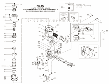 Page A Diagram and Parts List for N64C  Bostitch Nailer