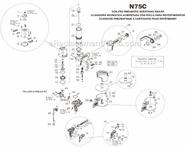Page A Diagram and Parts List for N75C  Bostitch Nailer