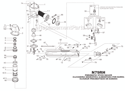Page A Diagram and Parts List for N79RH  Bostitch Nailer