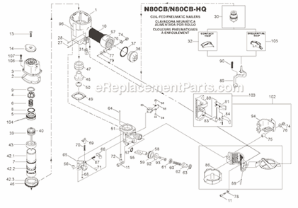 Page A Diagram and Parts List for N80CB  Bostitch Nailer