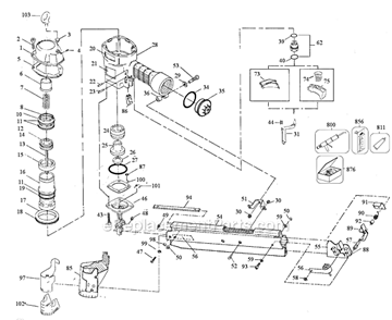 Page A Diagram and Parts List for N80S Type 0 Bostitch Nailer