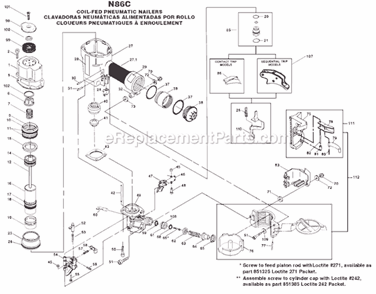 Page A Diagram and Parts List for N86C  Bostitch Nailer