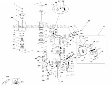 Page A Diagram and Parts List for N89C-HQ 140020000 Bostitch Nailer