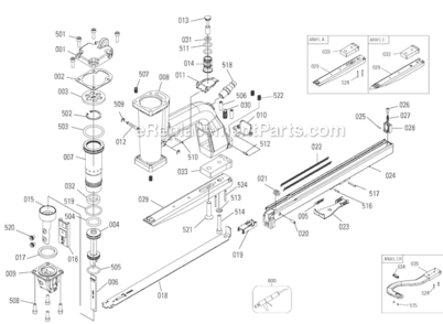 Part Location Diagram of A05502401 Bostitch Pusher