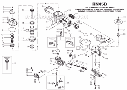 Page A Diagram and Parts List for RN45B  Bostitch Nailer