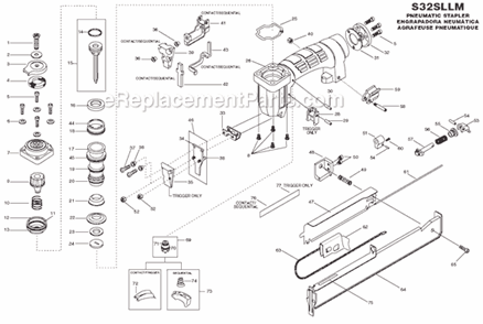 Page A Diagram and Parts List for S32SLLM  Bostitch Nailer