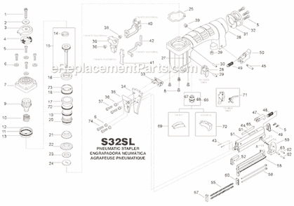 Page A Diagram and Parts List for S32SL  Bostitch Nailer