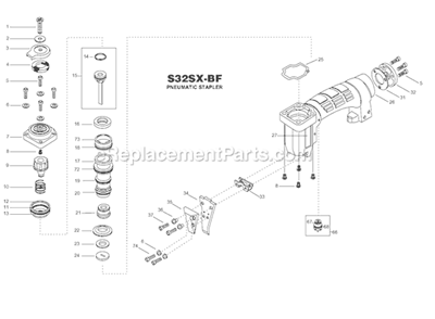 Part Location Diagram of T32073 Bostitch Nose