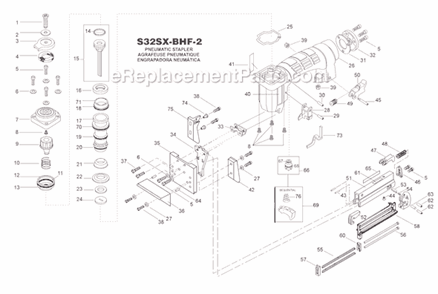Page A Diagram and Parts List for S32SX-BHF  Bostitch Nailer
