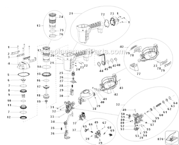 Page A Diagram and Parts List for SF150C Type 0 Bostitch Nailer