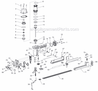 Page A Diagram and Parts List for SX150-BHF  Bostitch Nailer