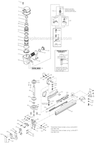 Part Location Diagram of T50036 Bostitch Spring,Pusher