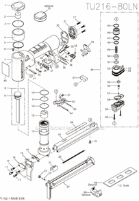 Page A Diagram and Parts List for TU216-80LN  Bostitch Nailer