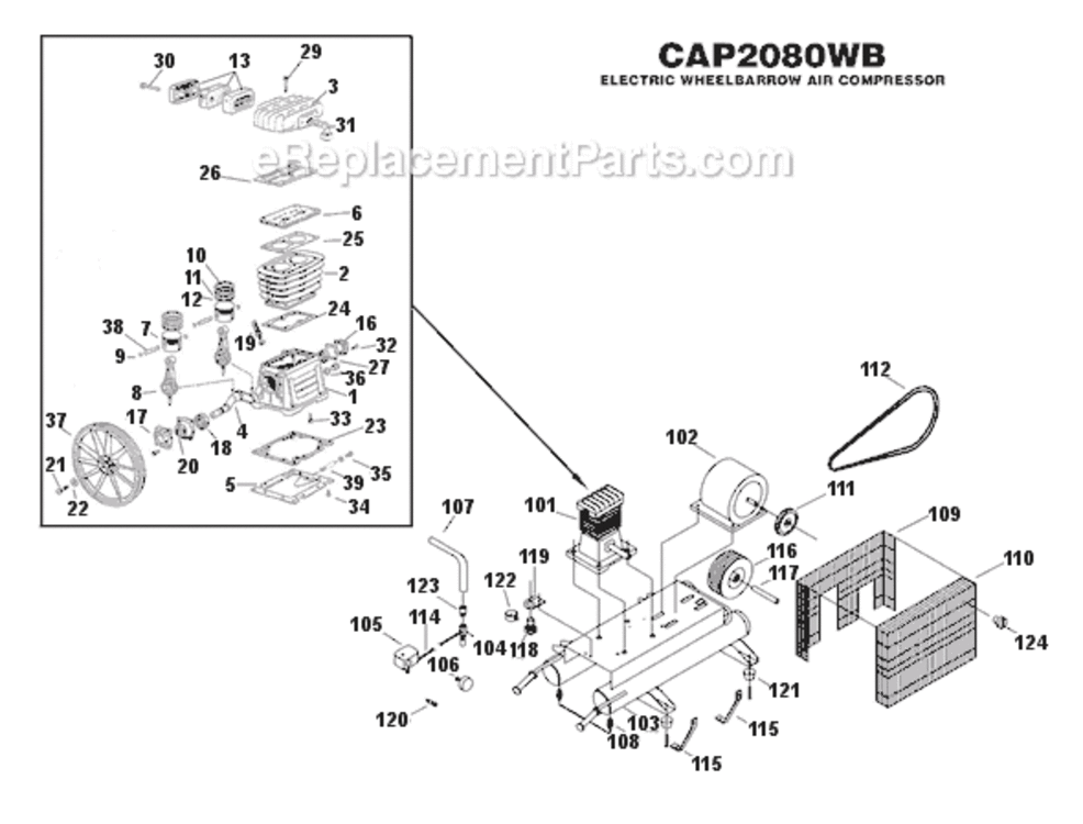 Page A Diagram and Parts List for CAP2080WB  Bostitch Compressor