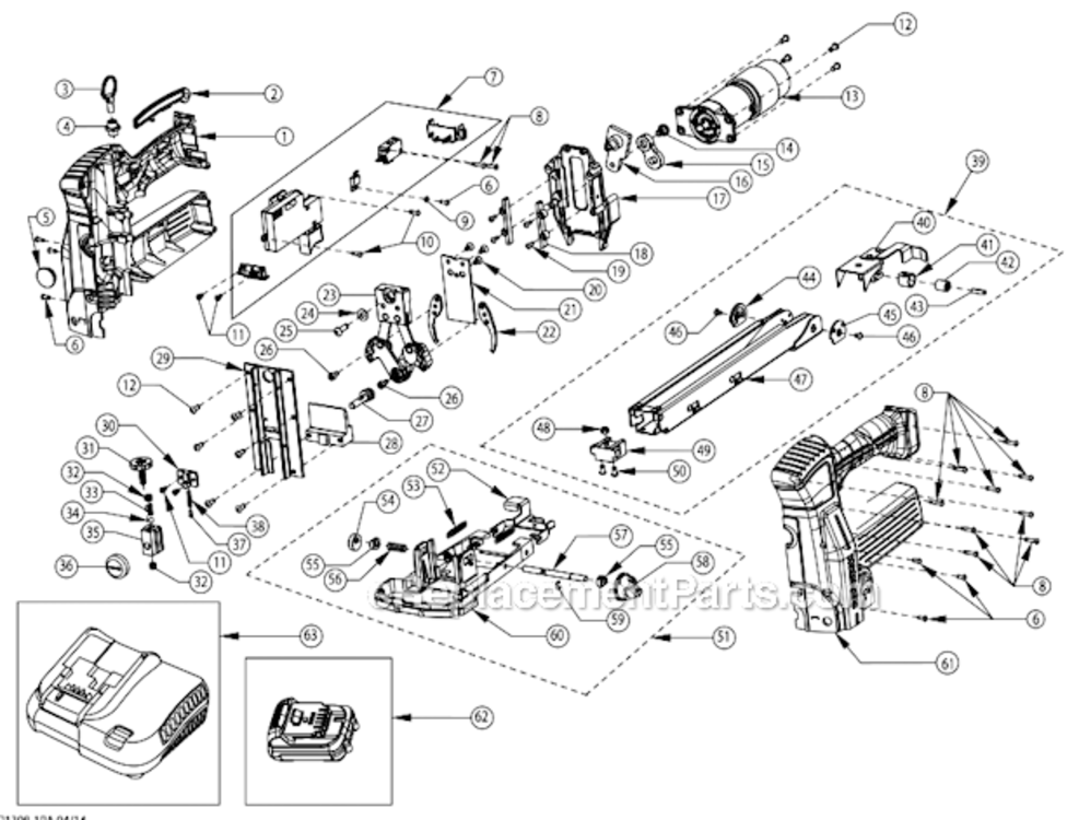 Page A Diagram and Parts List for DSW-3519 Type 1 Bostitch Nailer